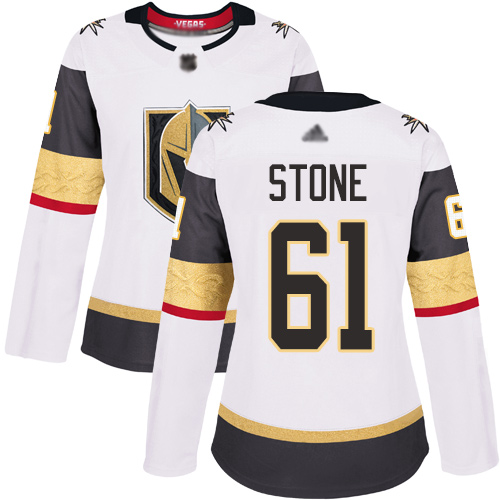 Golden Knights #61 Mark Stone White Road Authentic Women's Stitched Hockey Jersey
