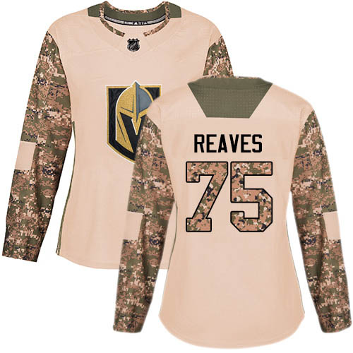 Golden Knights #75 Ryan Reaves Camo Authentic 2017 Veterans Day Women's Stitched Hockey Jersey