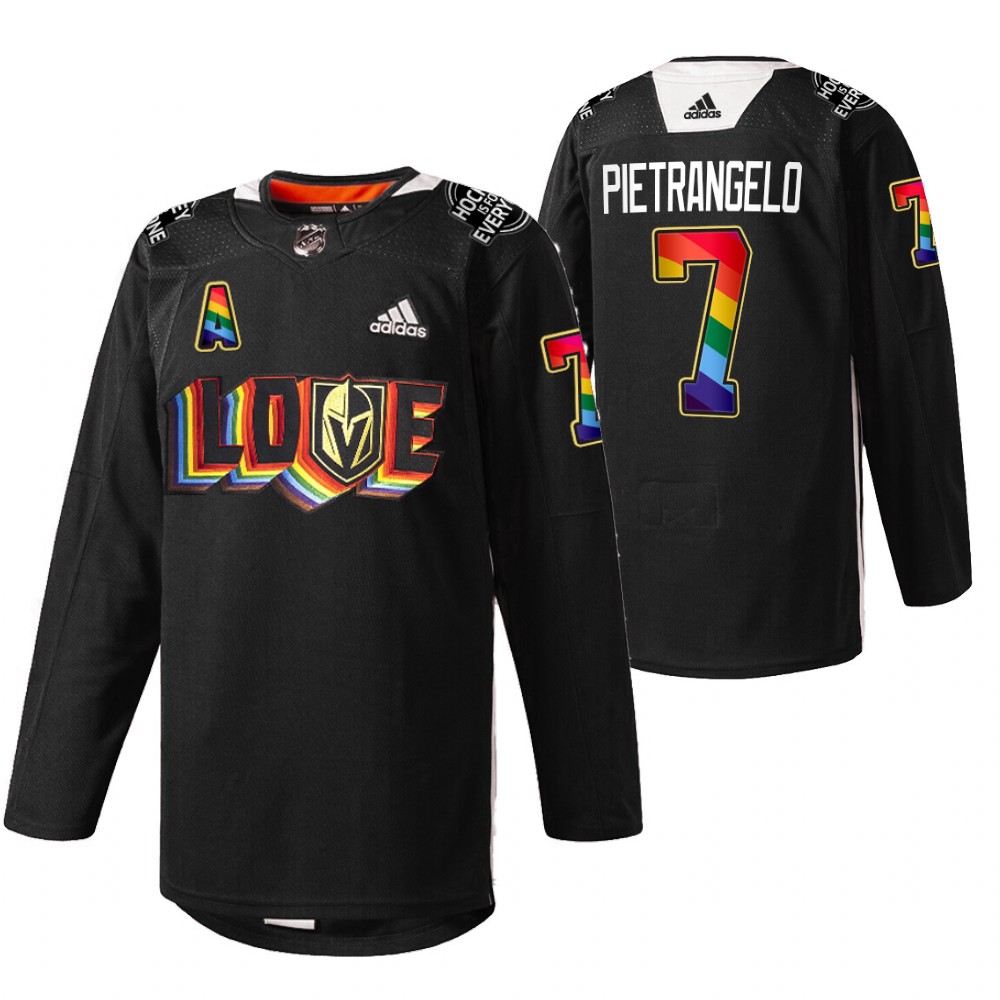 Golden Knights Alex Pietrangelo LGBTQ Pride Night 2022 Black Rainbow Practice Jersey