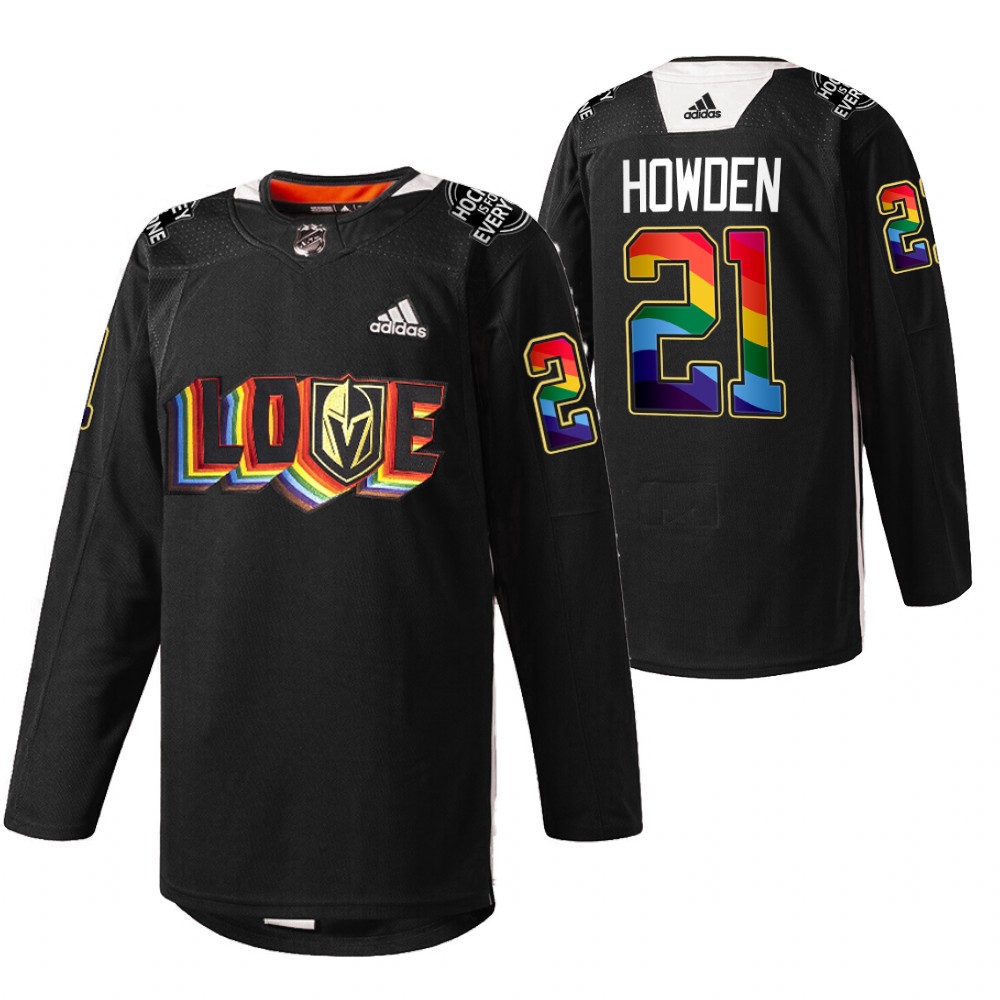 Golden Knights Brett Howden LGBTQ Pride Night 2022 Black Rainbow Practice Jersey