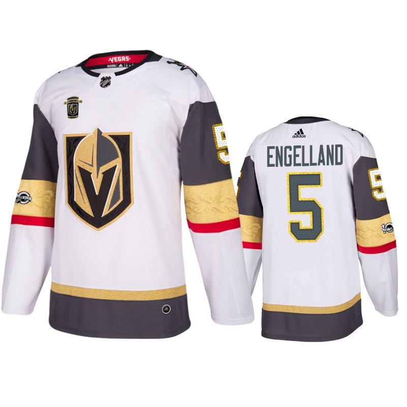 Golden Knights Deryk Engelland White Authentic 100th Anniversary Jersey