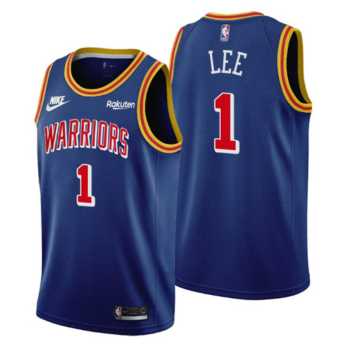 Golden State Warriors #1 Damion Lee Men's Nike Releases Classic Edition NBA 75th Anniversary Jersey Blue