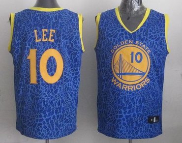 Golden State Warriors #10 David Lee Blue Crazy Light Stitched NBA Jersey
