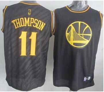 Golden State Warriors #11 Klay Thompson Black Precious Metals Fashion Stitched NBA Jersey