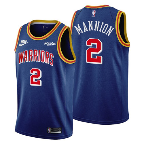 Golden State Warriors #2 Nico Mannion Men's Nike Releases Classic Edition NBA 75th Anniversary Jersey Blue