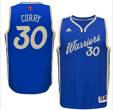Golden State Warriors #30 Stephen Curry Blue 2015-2016 Christmas Day Stitched NBA Jersey
