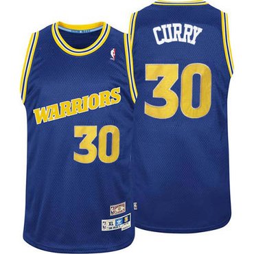 Golden State Warriors #30 Stephen Curry Blue Throwback Stitched NBA Jersey