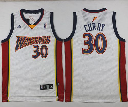 Golden State Warriors #30 Stephen Curry White Throwback Stitched NBA Jersey