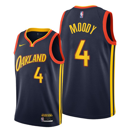 Golden State Warriors #4 Moses Moody Navy Men's Jersey