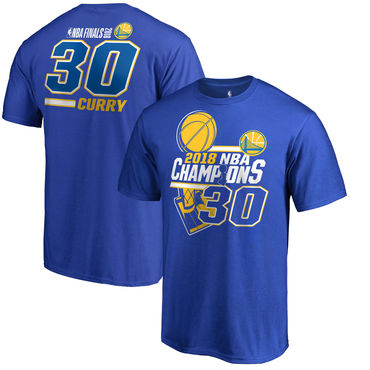 Golden State Warriors 30 Stephen Curry Fanatics Branded 2018 NBA Finals Champions Name And Number T-Shirt Royal