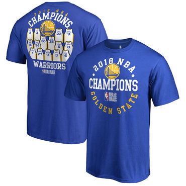 Golden State Warriors Fanatics Branded 2018 NBA Finals Champions Elevate The Game Jersey Roster T-Shirt Royal