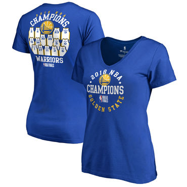 Golden State Warriors Fanatics Branded Women's 2018 NBA Finals Champions Elevate The Game Jersey Roster T-Shirt Royal