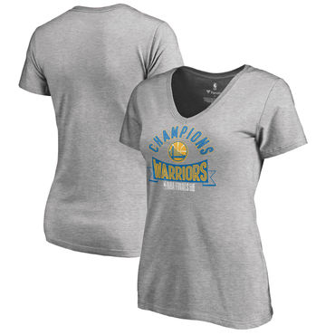 Golden State Warriors Fanatics Branded Women's 2018 NBA Finals Champions One Commitment Plus Size V-Neck T-Shirt Heather Gray