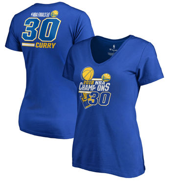Golden State Warriors Stephen Curry Fanatics Branded Women's 2018 NBA Finals Champions Name And Number V-Neck T-Shirt Royal