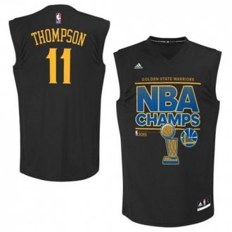 Golden State Warrlors #11 Klay Thompson Black 2015 NBA Finals Champions Stitched NBA jersey