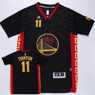 Golden State Warrlors #11 Klay Thompson Black Slate Chinese New Year Stitched NBA Jersey