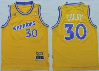 Golden State Warrlors #30 Stephen Curry Gold New Throwback Stitched NBA Jersey