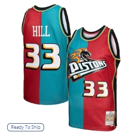 Grant Hill Detroit Pistons Mitchell & Ness Hardwood Classics 1999-00 Split Swingman Jersey - Teal-Red