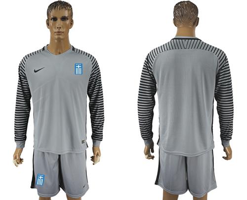 Greece Blank Grey Goalkeeper Long Sleeves Soccer Country Jersey