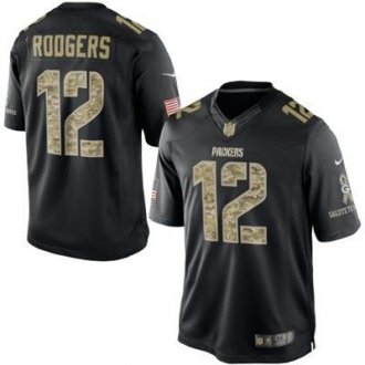 Green Bay Packers #12 Aaron Rodgers Nike Black Salute To Service Jersey