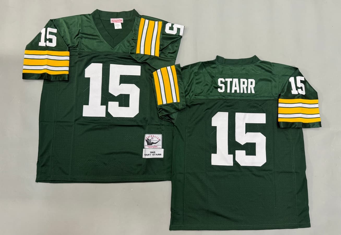 Green Bay Packers #15 Bart Starr    Throwback    Jersey