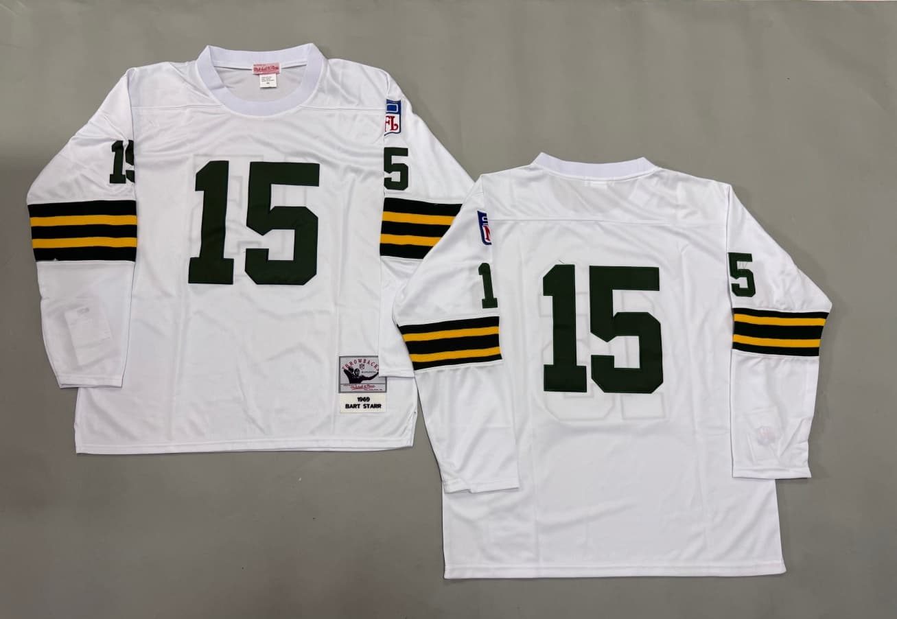 Green Bay Packers #15 Bart Starr   Throwback    Jersey