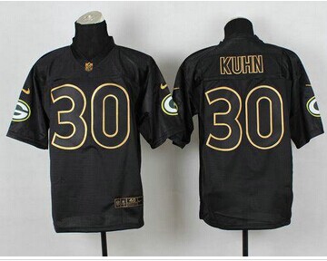Green Bay Packers #30 John Kuhn Black Gold No. Fashion NFL Elite Jersey