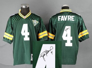 Green Bay Packers #4 Brett Favre Green throwback Jersey(Signed Elite)