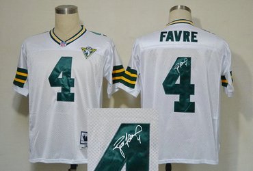 Green Bay Packers #4 Brett Favre White throwback Jersey(Signed Elite)