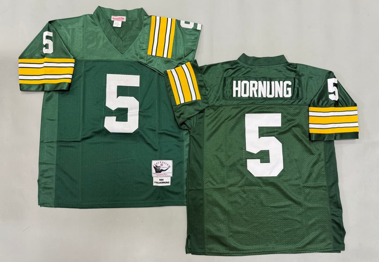 Green Bay Packers #5 Paul Hornung Mitchell &  Ness   Throwback   Jersey