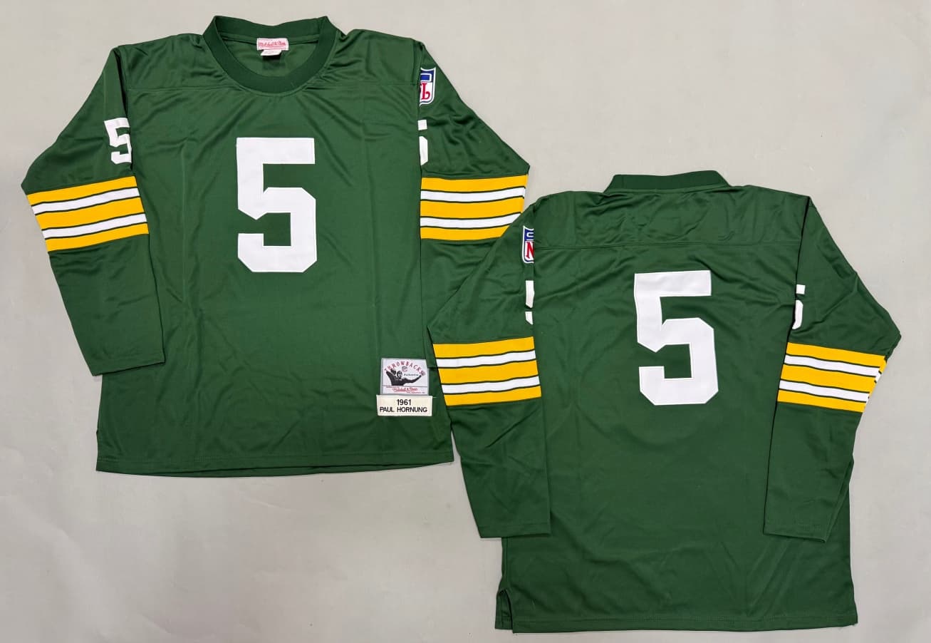 Green Bay Packers #5 Paul Hornung Mitchell & Ness   Throwback   Jersey