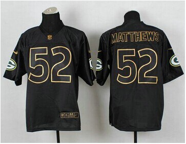 Green Bay Packers #52 Clay Matthews Black Gold No. Fashion NFL Elite Jersey