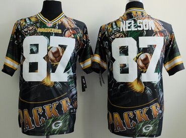 Green Bay Packers #87 Jordy Nelson Fashion NFL Elite Fanatical Version Jersey