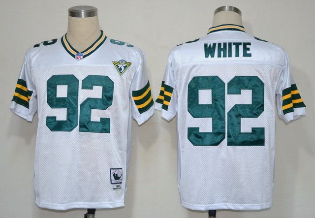 2012 NEW NFL Green Bay Packers 92# 75th Reggie White Throwback White Jerseys