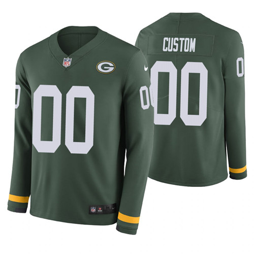 Green Bay Packers Custom Green Therma Long Sleeve Jersey