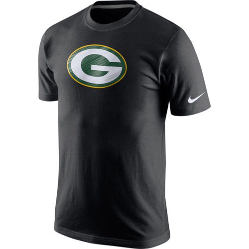 Green Bay Packers Fast Logo T-Shirt Black