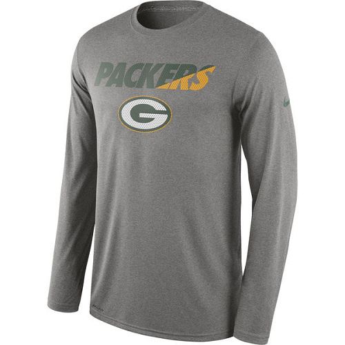 Green Bay Packers Nike Heather Gray Legend Staff Practice Long Sleeves Performance T-Shirt