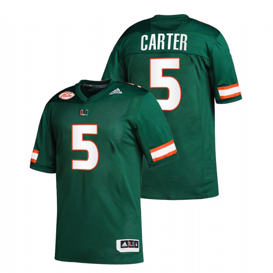 Green Men Miami Hurricanes Amari Carter College Football Replica Jersey Men's Jersey Miami Hurricanes Amari Carter Green College Football Replica Jersey