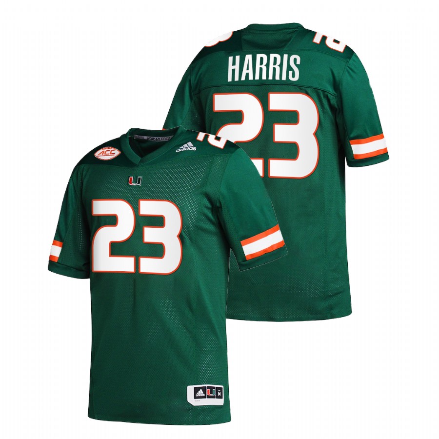 Green Men Miami Hurricanes Cam'Ron Harris College Football Replica Jersey Men's Jersey Miami Hurricanes Cam'Ron Harris Green College Football Replica Jersey