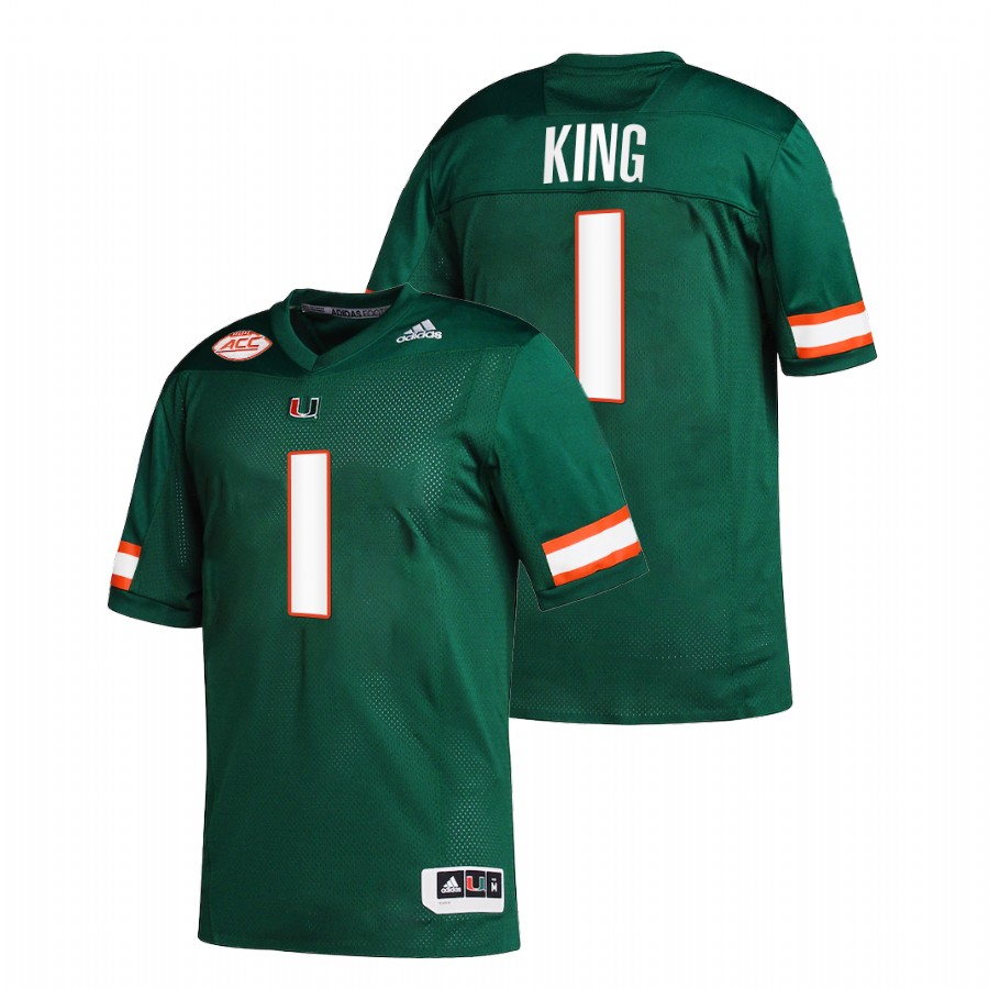 Green Men Miami Hurricanes D'Eriq King College Football Replica Jersey Men's Jersey Miami Hurricanes D'Eriq King Green College Football Replica Jersey