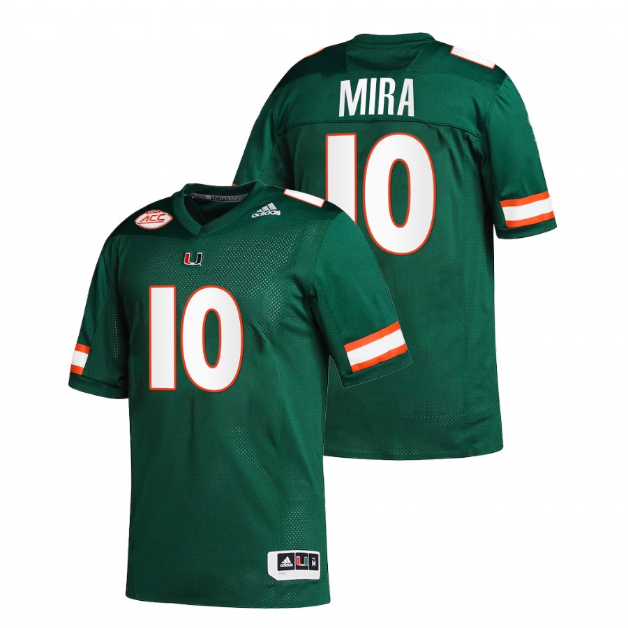 Green Men Miami Hurricanes George Mira College Football Retired Number Jersey Men's Jersey Miami Hurricanes George Mira Green College Football Retired Number Jersey