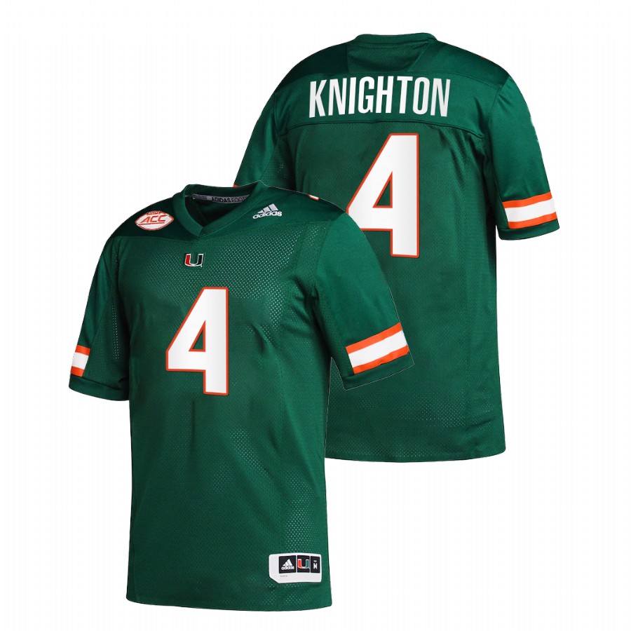 Green Men Miami Hurricanes Jaylan Knighton College Football Replica Jersey Men's Jersey Miami Hurricanes Jaylan Knighton Green College Football Replica Jersey