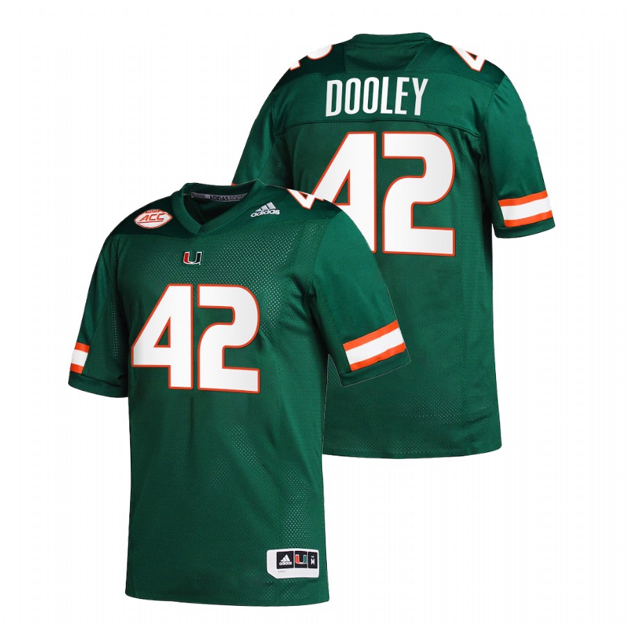 Green Men Miami Hurricanes Jim Dooley College Football Retired Number Jersey Men's Jersey Miami Hurricanes Jim Dooley Green College Football Retired Number Jersey
