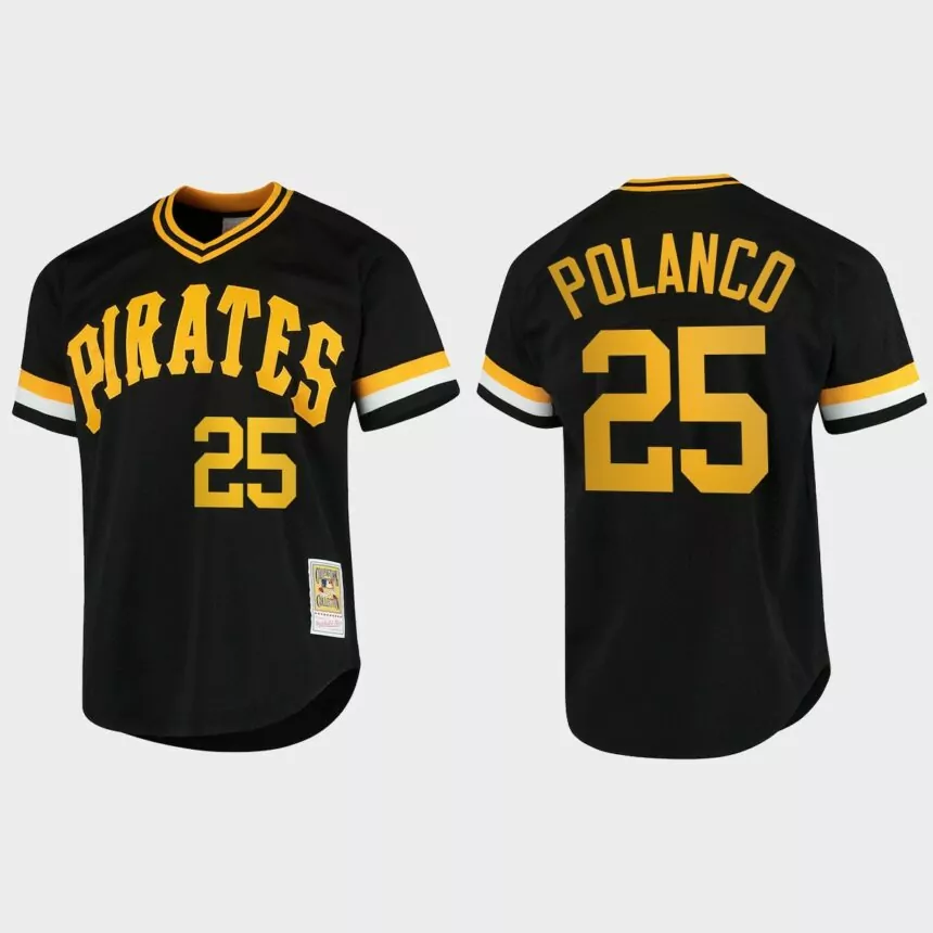 Gregory Polanco #25 Pittsburgh Pirates Vintage BP Jersey – Black