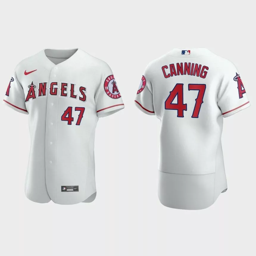 Griffin Canning #47 Los Angeles Angels Authentic Home Jersey – White