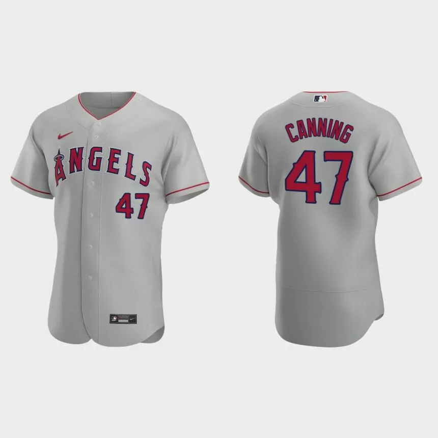 Griffin Canning #47 Los Angeles Angels Authentic Road Jersey – Gray