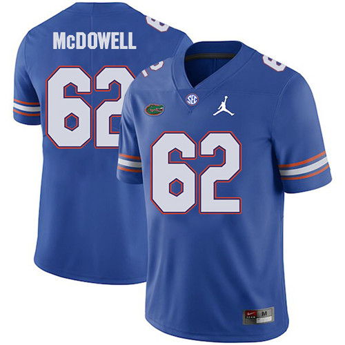 Griffin McDowell Florida Gators Men's Jersey - #62 NCAA Blue Stitched Jordan Authentic
