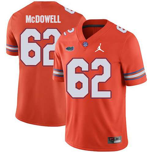 Griffin McDowell Florida Gators Men's Jersey - #62 NCAA Orange Stitched Jordan Authentic