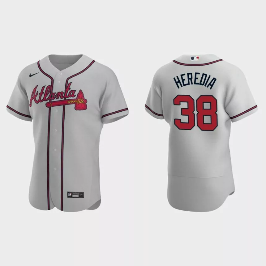 Guillermo Heredia #38 Atlanta Braves Authentic Road Jersey – Gray