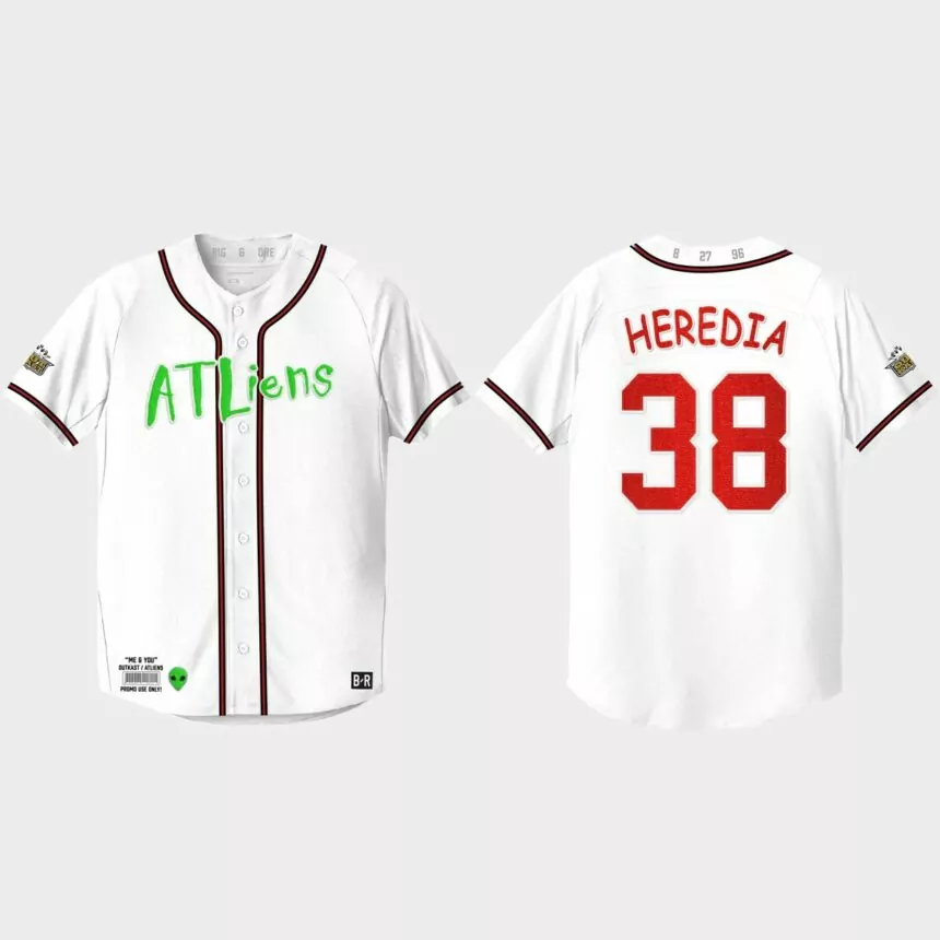 Guillermo Heredia Atlanta Braves 25th Anniversary Baseball Outkast Jersey – White